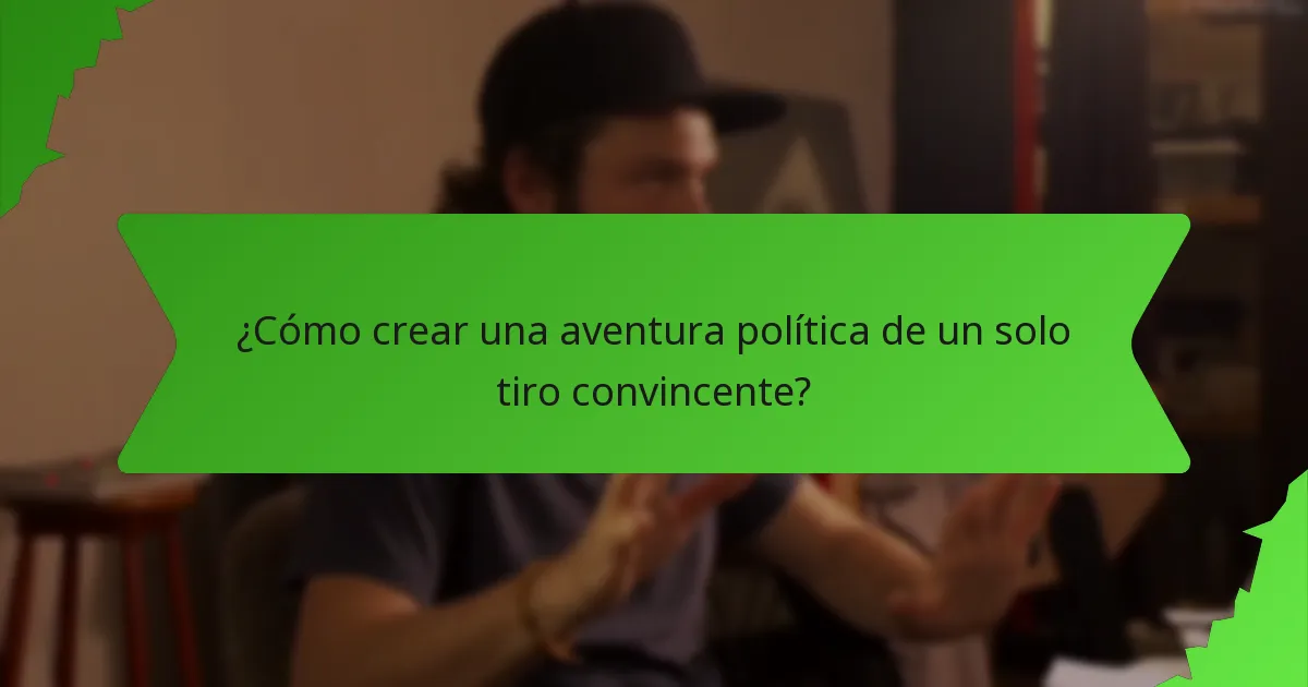 ¿Cómo crear una aventura política de un solo tiro convincente?