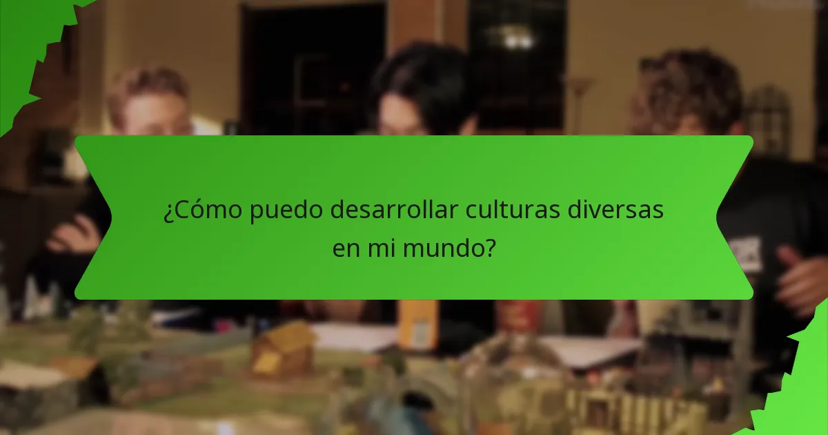 ¿Cómo puedo desarrollar culturas diversas en mi mundo?