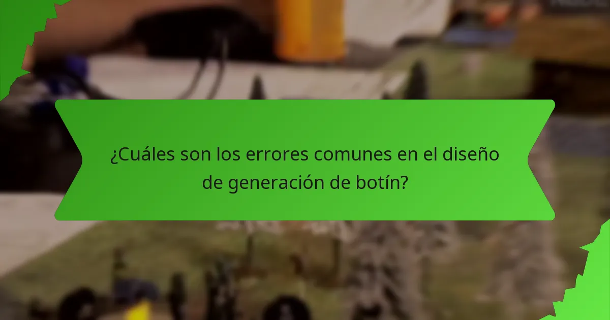 ¿Cuáles son los errores comunes en el diseño de generación de botín?