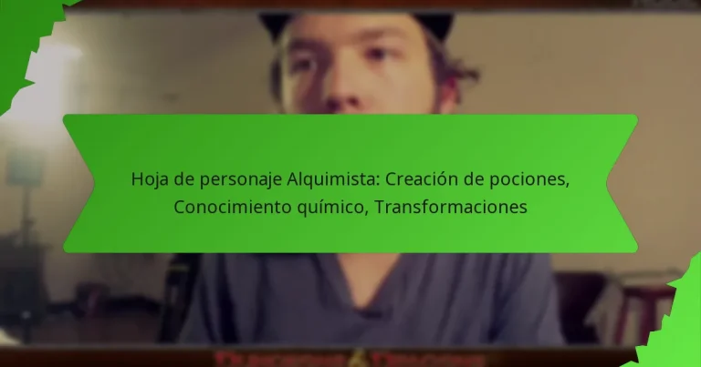 Hoja de personaje Alquimista: Creación de pociones, Conocimiento químico, Transformaciones