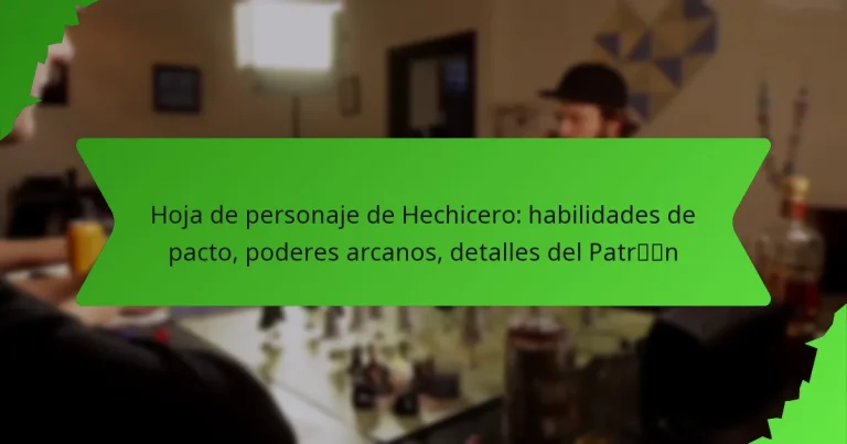 Hoja de personaje de Hechicero: habilidades de pacto, poderes arcanos, detalles del Patrón