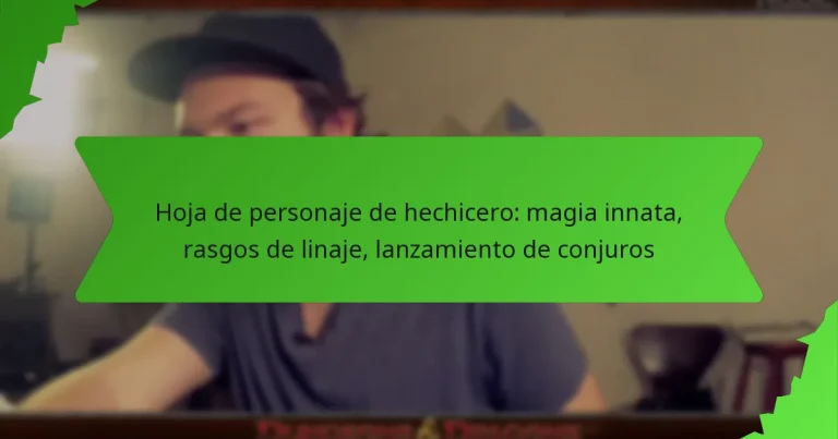 Hoja de personaje de hechicero: magia innata, rasgos de linaje, lanzamiento de conjuros